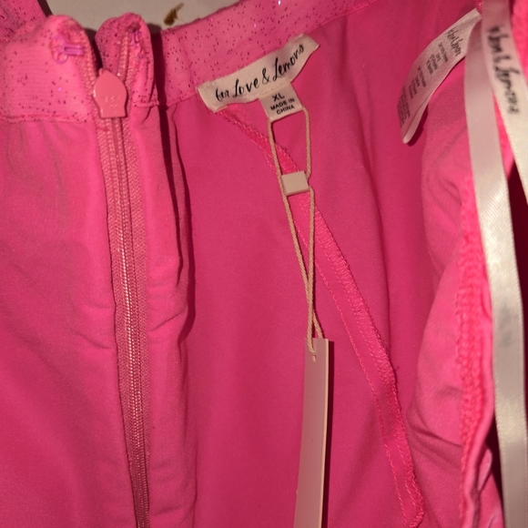 NWT For Love And Lemons Juni Maxi Dress in Pink XL Strapless Tiered Slit Skirt - Picture 12 of 16
